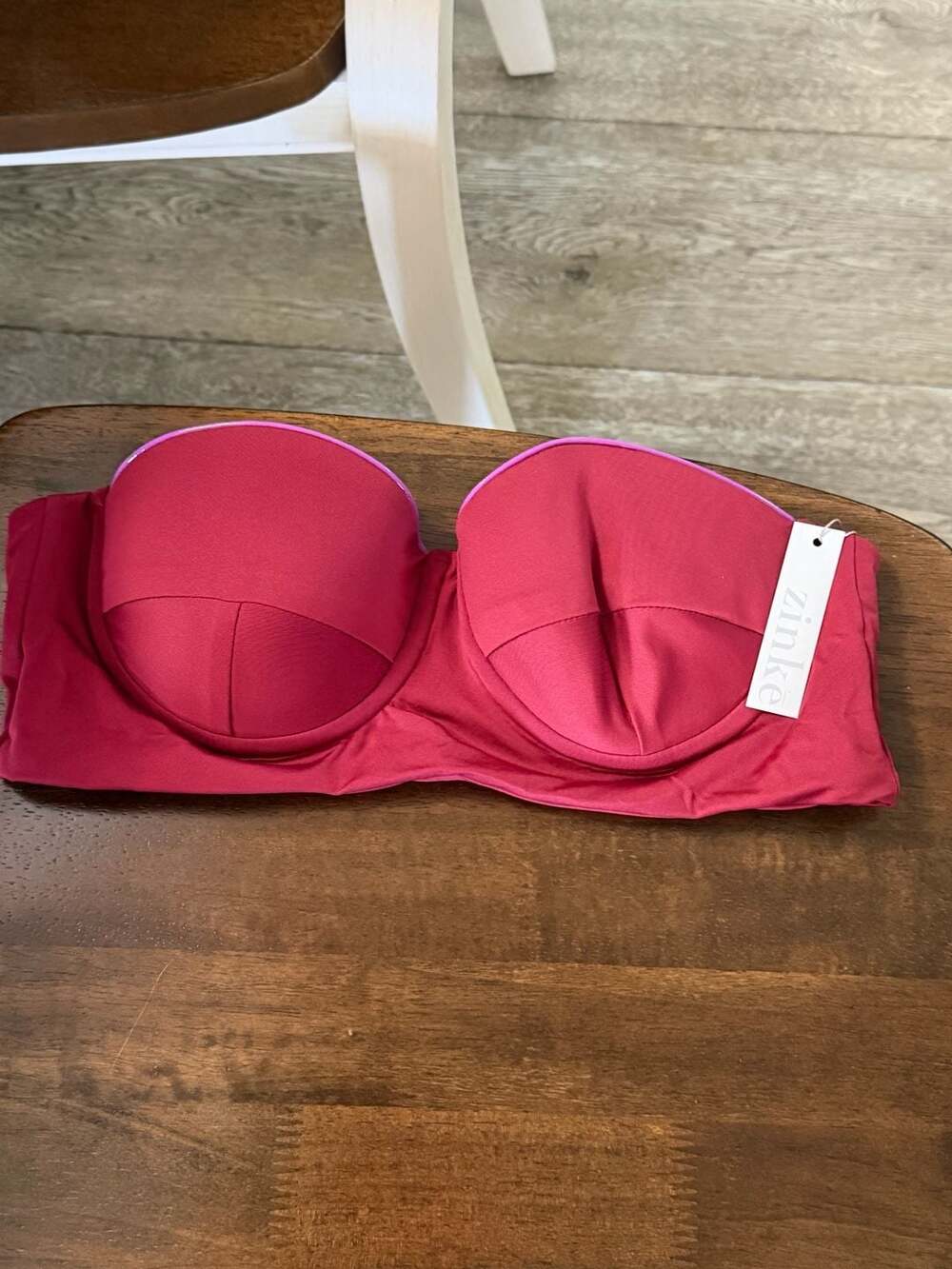 Zinke Red Strapless Underwire Bikini Top Size L